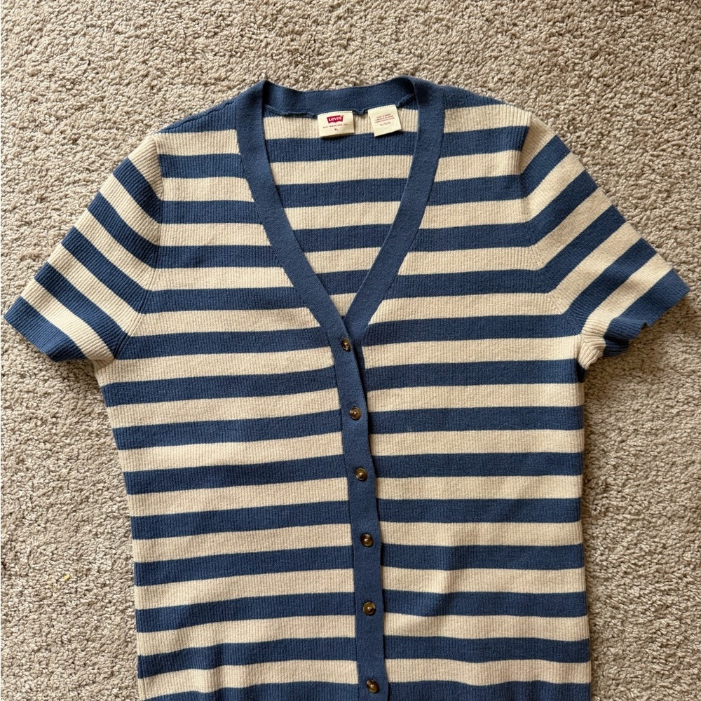 Levi's Blue and Cream Striped Sweater